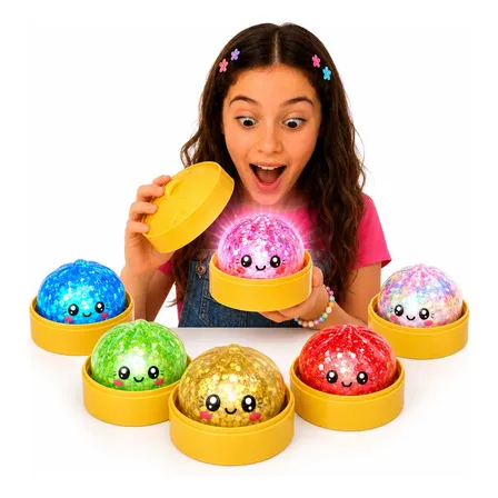 Dumpling Squishy Viral Bolinho Com Led Pãozinho Antiestre Surpresa Personalizado Com Led