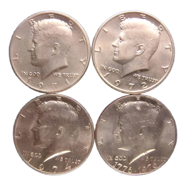 Buen Lote 4 Monedas De Medio Dólar Kennedy Diferentes Fechas