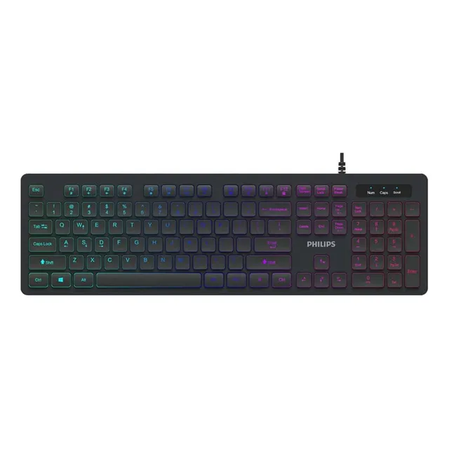 Teclado Gamer Philips G264 QWERTY Inglés US Color Negro con Luz RGB