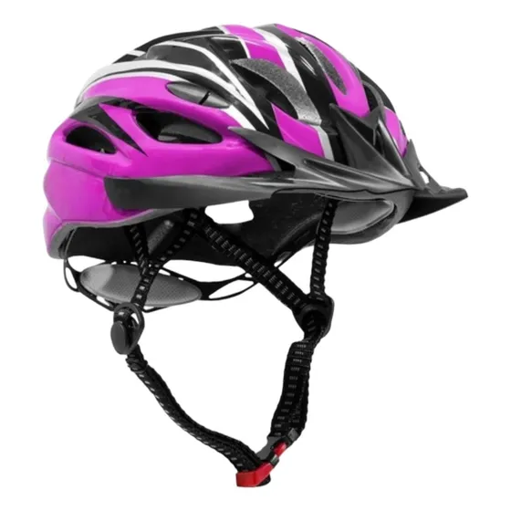 Capacete Com Sinalizador De Led Ciclismo Bike Preto/vermelho Cor Rosa Tamanho Ajustavel, 52 - 60cm