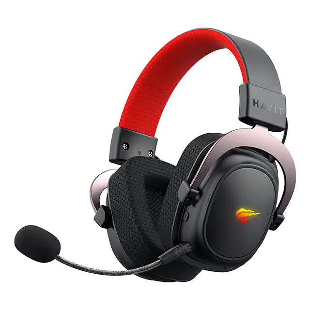 Auriculares Gamer Havit Gamenote H2002bg Usb Bt 2,4 Hz, color negro claro RGB