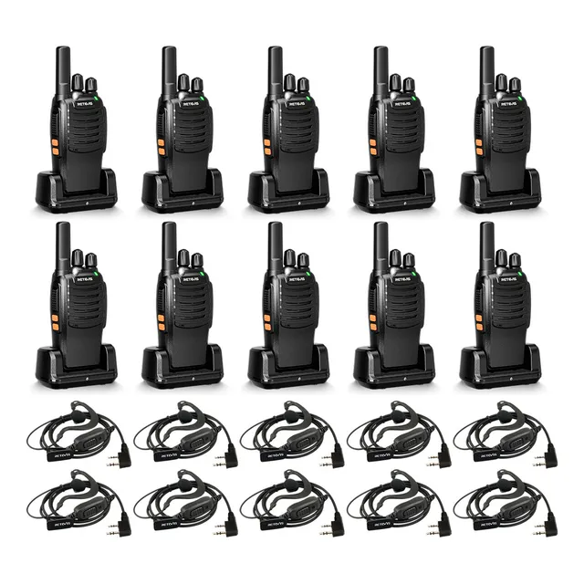 10 Radios De Comunicacion Largo Alcance Woki Tokis Retevis H777 Bandas De Frecuencia 400-470mhz Color Negro
