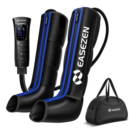 Bota De Compressao Pneumatica Massageador Pes Easezen 6 Modos 6 Intensidades Preto/azul 127/220v Azul/preto