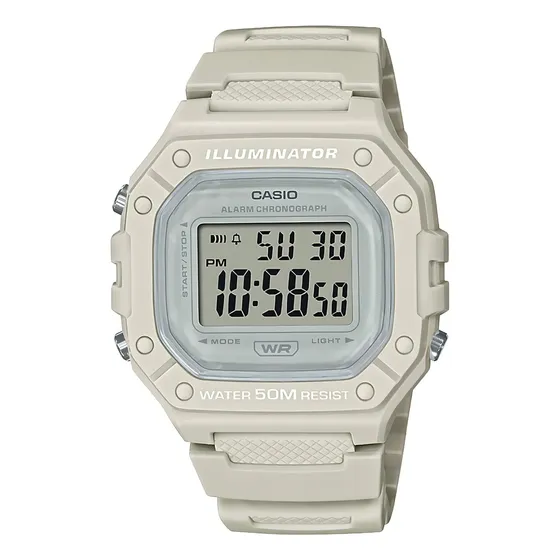 Reloj Casio W218hc Blanco Alarma Cronometro Sumergible 50m