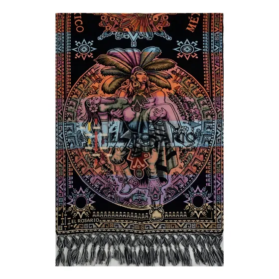 Rebozo Artesanal Mexicano - Amor Eterno Color Colorín Negro 3