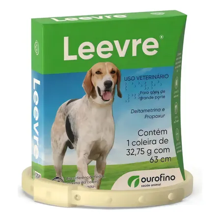 Coleira antiparasitário para pulga Ourofino Leevre para cão cor creme 63cm