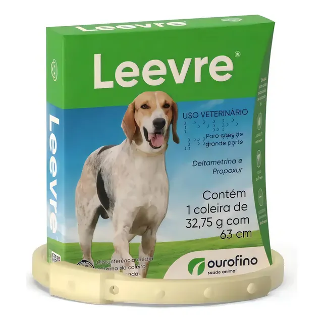 Coleira antiparasitário para pulga Ourofino Leevre para cão cor creme 63cm