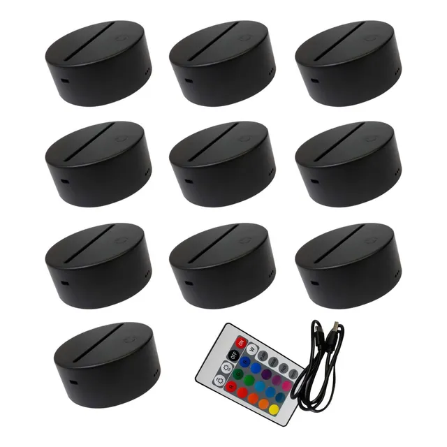10 Pz De Base Led Rgb Touch/control Remoto Usb De Carga
