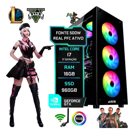 Pc Gamer Cpu Computador, Core I7, 16gb, Ssd 960gb, Video 1gb 960 Gb 16 Gb Intel Hd Graphics 3000