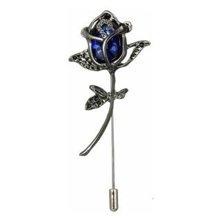 Fistol Para Solapa De Traje Elegante Flor Con Gema Azul P Fistol Para Solapa De Traje Elegante Flor Con Gema Azul P