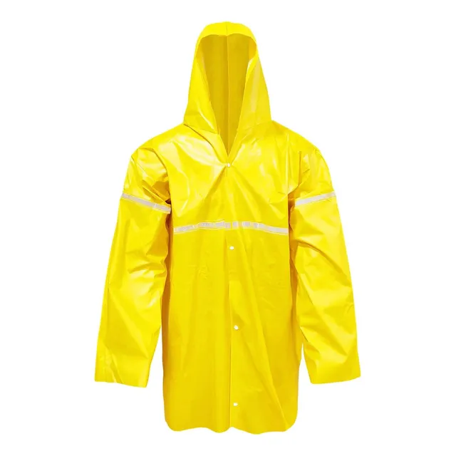 Capa De Chuva Amarela Refletiva Forrada Reforçada Com Capuz 