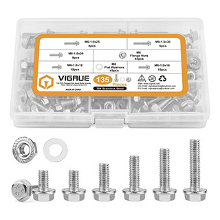 Tornillos Hexagonales Con Brida M6-1.0 X 12/16/20/25/30mm, V Tornillos Hexagonales Con Brida M6-1.0 X 12/16/20/25/30mm, V
