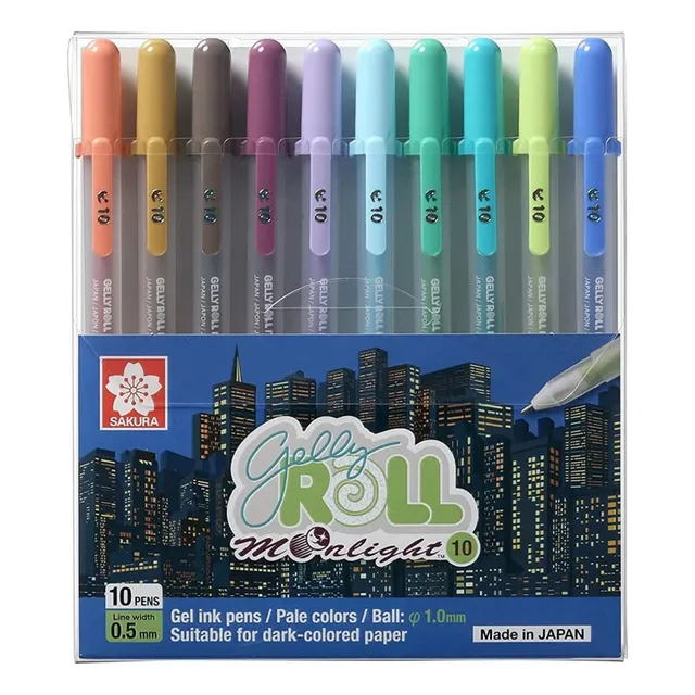 10 Boligrafos Gel Sakura Plamas Gelly Roll Moonlight Pastel Color De La Tinta Varios
