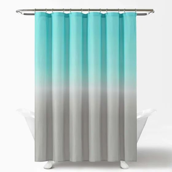 Cortina Ducha Color Gris Aguamarina Estilo Bohemio Al Agua X