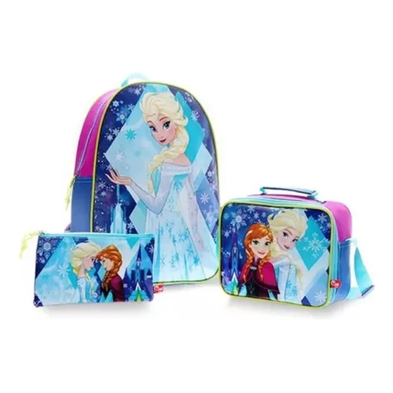 Combo Escolar Morral Cartuchera Y Lonchera Frozen Marca Capi
