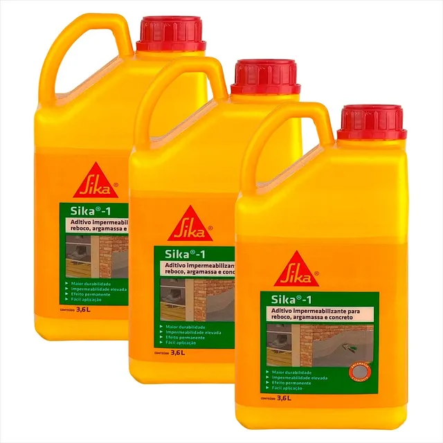 Aditivo Sika-1 Impermeabiliza Argamassa 3,6 Litros Kit 3