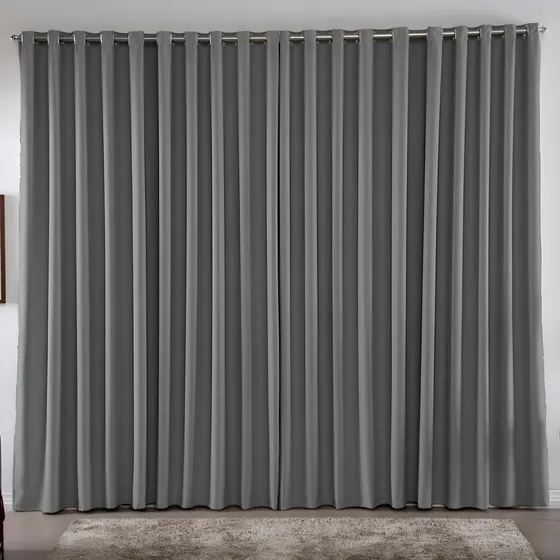 Cortina 3,00x2,80 Metros Blackout Blecaute Cinza Corta Luz Em Tecido Grosso Para Quarto E Sala Casa Laura Enxovais