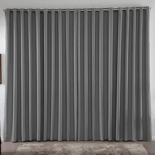 Cortina 3,00x2,80 Metros Blackout Blecaute Cinza Corta Luz Em Tecido Grosso Para Quarto E Sala Casa Laura Enxovais