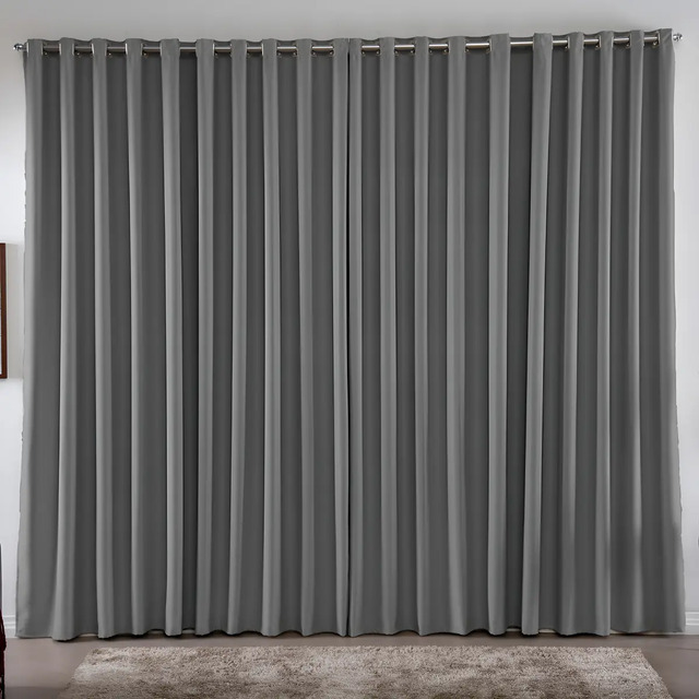 Cortina 3,00x2,80 Metros Blackout Blecaute Cinza Corta Luz Em Tecido Grosso Para Quarto e ...