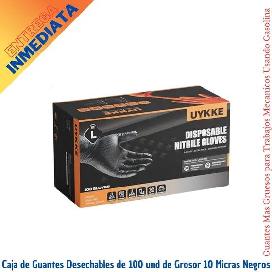 Guantes Gruesos Nitrilo 10 Micras Trabajos Pesados Caja 100 