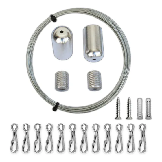 Kit Barral Para Cortina De Baño Tensor De Cable + Ganchos