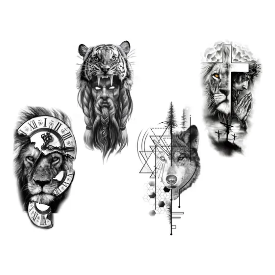 Kit 4 Tatuagem Temporária Falsa Realista - Masculina
