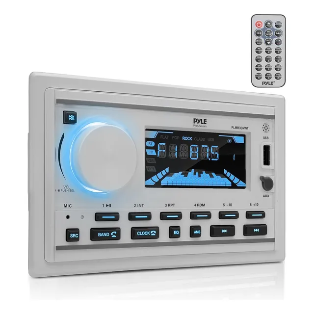 Receptor Estéreo Marino Pyle Con Bluetooth, De Doble Din