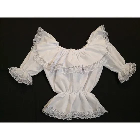 Traje Típico Cumbia O Currulao Blanco Tallas 6-8 Niña