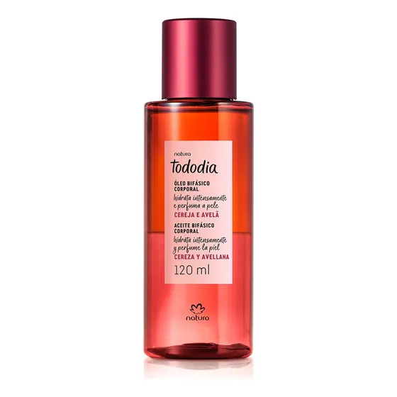 Óleo Corporal Bifásico Natura Tododia Cereja e Avelã 120ml hidrata intensamente