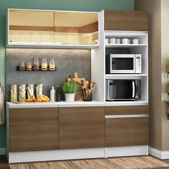 Cocina Integral Completa Modular Madesa Diamond Pop 180cm Color Blanco/Marrón 08