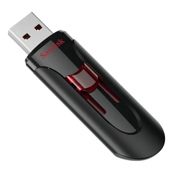Pendrive SanDisk Cruzer Glide 128GB 3.0 Liso preto e vermelho