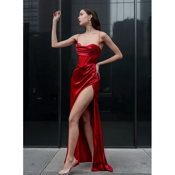 Vestido Fiesta Noche Con Tajo Importado Art 328w
