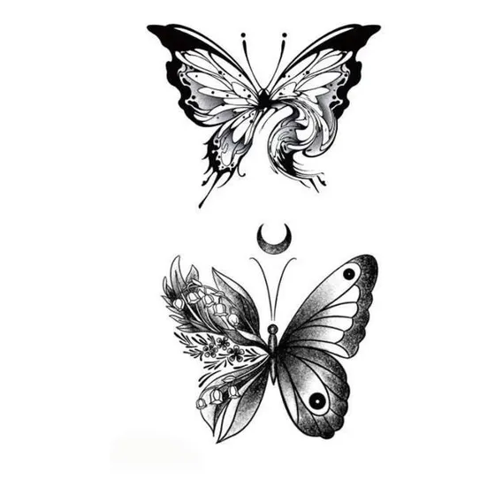 Tatoo Temporária Fantasia Dupla Borboleta Mini Lua