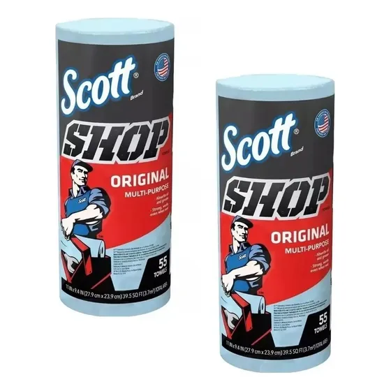 2 Rollo Paño Toalla Azul Scott Shop Uñas Barbería Estética