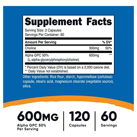 Suplemento Nutricost Alpha Gpc 600 Mg 120 Cápsulas Vegetaria