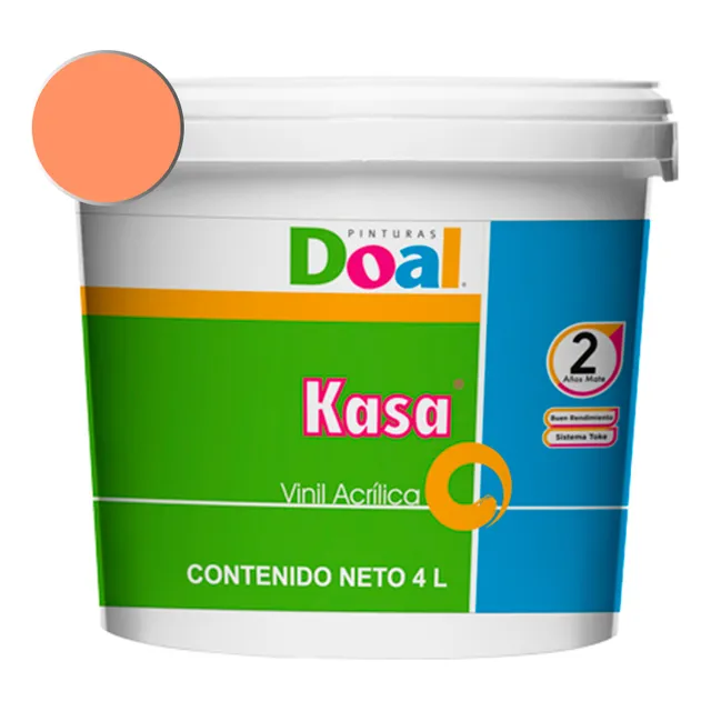 Galon Pintura Vinil-acrilica Doal Kasa 4 Litros Lavable Interiores Y Exteriores 2 Años Naranja