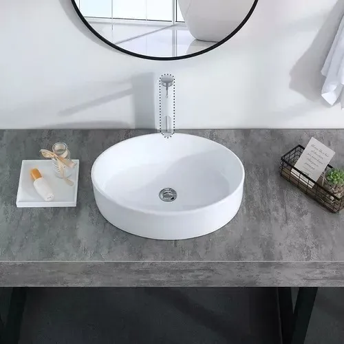 Lavamanos De Ceramica Sobre Poner Superficial Ovalado Blanco