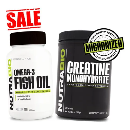 Omega 3 Fish Oil 150 Capsulas + Creatina 300 Gr Nutrabio Sabor Omega 150 cap + Creatine 300 gr