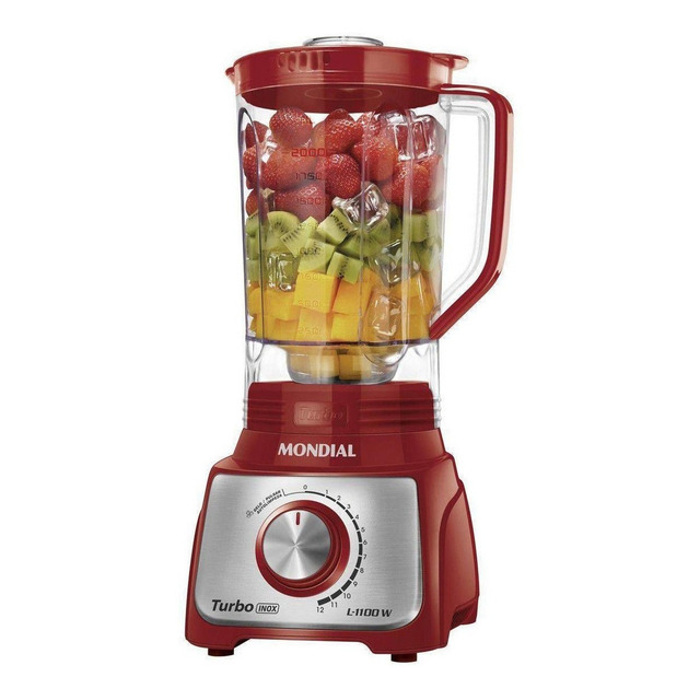 Liquidificador L-1100 Turbo Inox 1100w Mondial Cor Vermelho Inox Liquidificador L-1100 Turbo Inox 1100w Mondial Cor Vermelho Inox