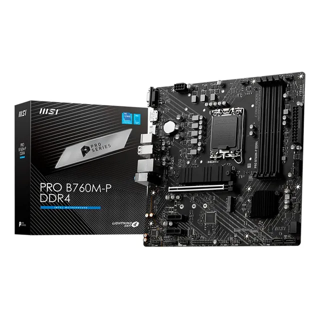 Placa Madre Msi Pro B760m-p Lga1700 Ddr4 Micro Atx Color Negro