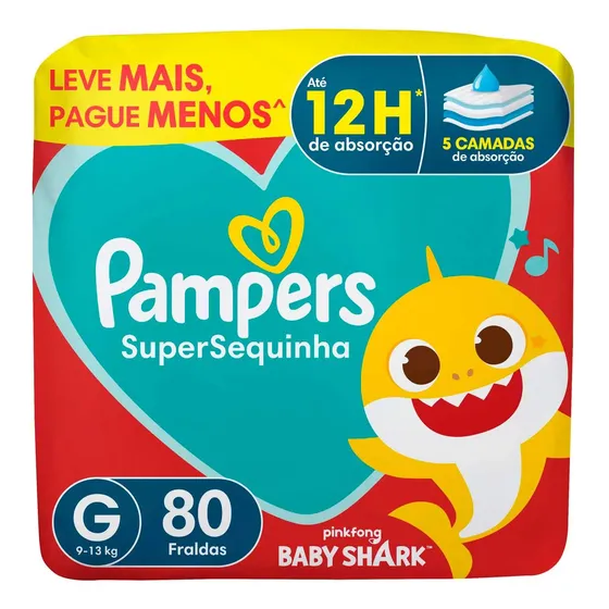 Fralda descartável Pampers Supersequinha, Tamanho G 80 Unidades