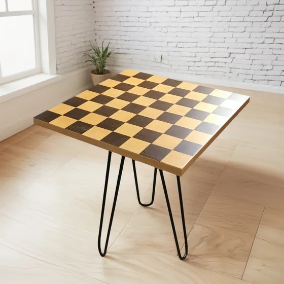 Mesa De Arrime Luz Base Ajedrez Hairpin Legs