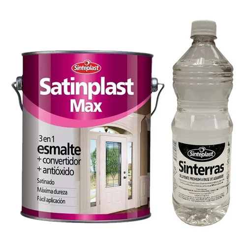 Esmalte Convertidor Óxido Satinplast Max 1 L + Aguarrás 1 L