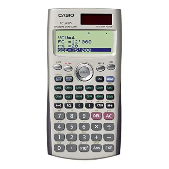 Calculadora Financiera Casio Fc-200v Con Pantalla De 4 Línea