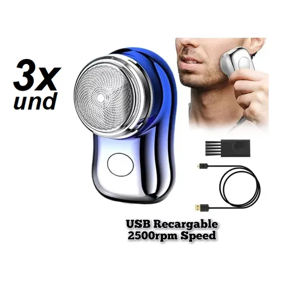 Mini Shaver Set De 3 Maquinas De Afeitar Recargable