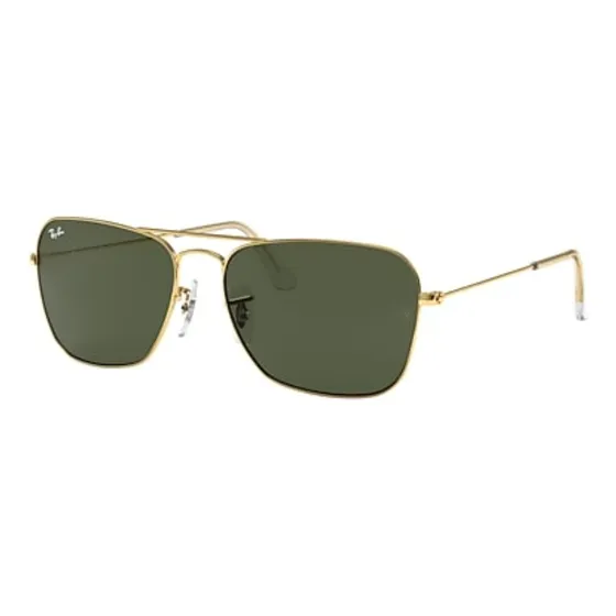 Gafas de sol Ray-Ban Aviator Caravan talle Small diseño Liso armazón polished gold y lente green