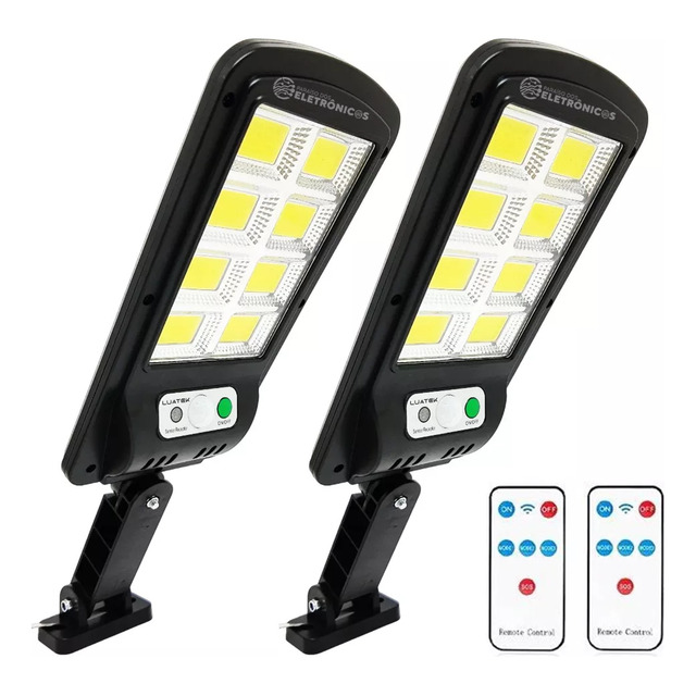Kit 2 Refletor Luminária Solar Poste Externo 400w 160 Led Kit 2 Refletor Luminária Solar Poste Externo 400w 160 Led