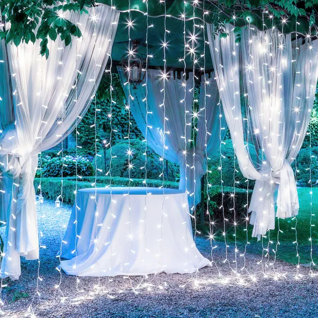Cortina Led 3x2mts 240luces 16tiras Guirnaldas Deco Navidad