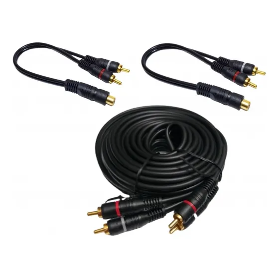 Kit Cabo Rca 5 Metros + 2 Y 2m/1f Para Módulo Amplificador