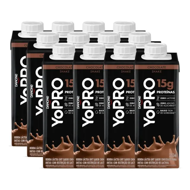Yopro 15g Proteína Sabor Chocolate Zero Lactose 12 Unidades 